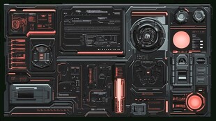 科幻风黑色红边控制面板