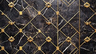 黑金大理石镶嵌金色花纹图案