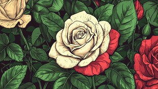 复古风玫瑰花卉图案