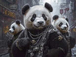 街头熊猫黑帮风形象