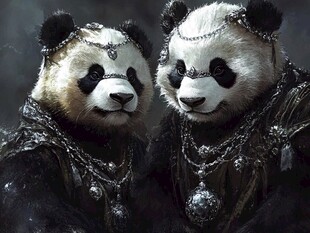 熊猫贵族 华丽装扮的双生萌宠