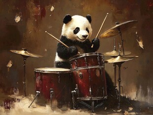 熊猫激情演奏架子鼓