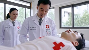 医生专注检查病患情况