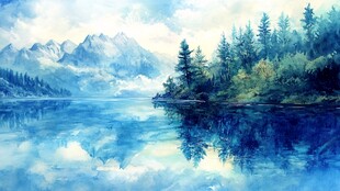 梦幻山水间的静谧湖泊