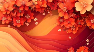 繁花涌动的绚丽立体背景