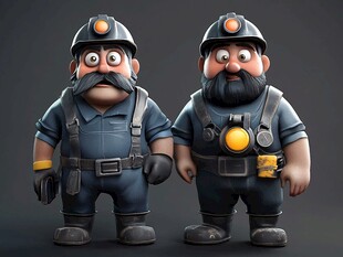 卡通矿工形象展示