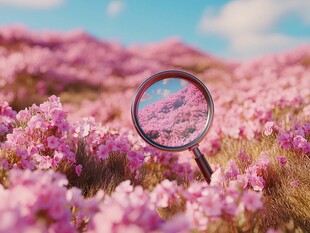 放大镜下的梦幻粉色花海