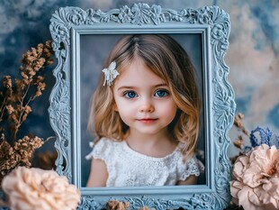 相框中的可爱金发小女孩