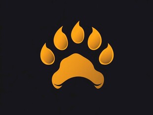 金色萌宠爪印标志设计