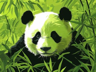 竹林中的可爱大熊猫