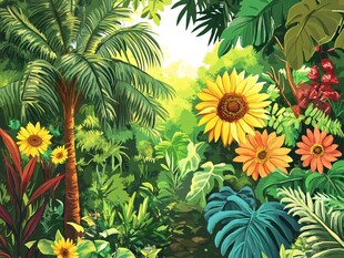 热带花卉丛林美景