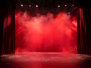 红色舞台迷雾氛围场景