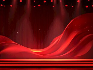 红色舞台背景绚丽幕布