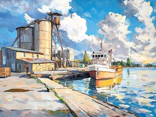 港口风光 船只停靠在码头