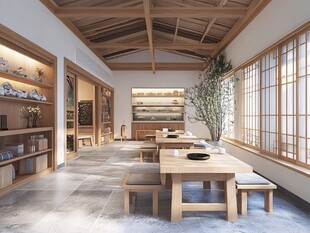 日式茶室雅致室内空间