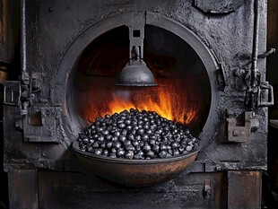 老式熔炉内炽热燃烧的景象