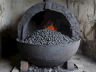 传统炭火盆中炭火正旺