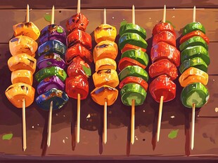 美味多彩蔬菜烤肉串