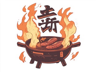 土灶烹美食火焰熊熊