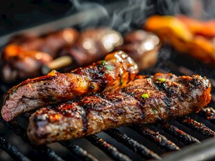 烤架上的美味烤肉