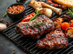 香烤牛排搭配多样食材