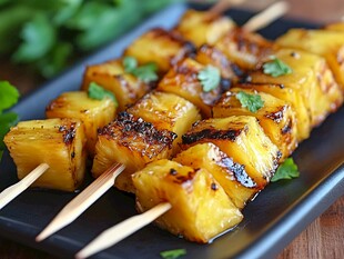 烤菠萝串 清新美味诱人