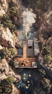 悬崖间的梦幻水上小屋