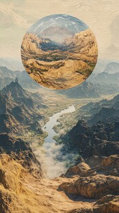 梦幻山谷中的奇幻悬浮景观