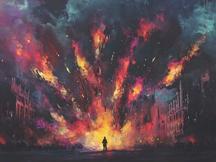 火焰风暴前的孤独身影