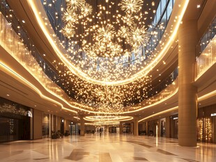 璀璨灯光装饰的豪华商业空间