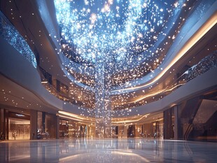 梦幻星空般的商场室内景观