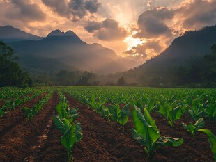 田园日暮 农田间的光影之美