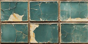 复古裂纹绿瓷砖纹理特写