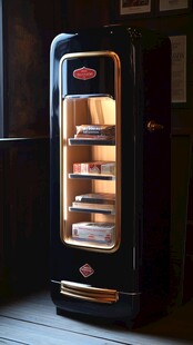 复古风格黑色玻璃门展示柜