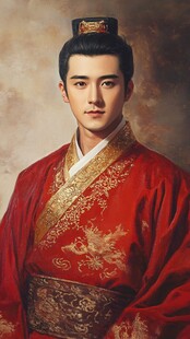 红衣古装男子的儒雅肖像