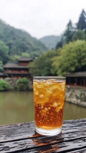 湖畔冰饮 中式美景与清凉
