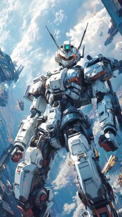 未来都市中的巨型酷炫机甲