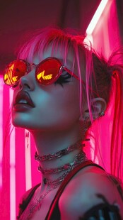 霓虹下的酷感个性少女