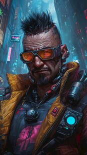 赛博朋克风的街头朋克男子