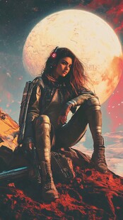 星际女战士独坐星球之上