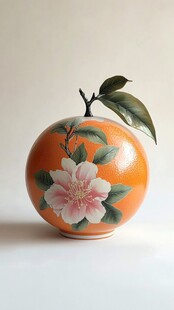 彩绘橙形花瓶