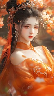 橙衣古风美人 尽显东方神韵