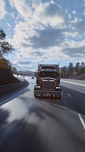 公路上行驶的大型货运卡车