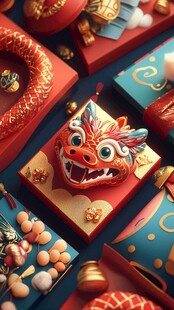 龙年装饰礼盒精美展示