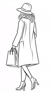 时尚女子拎袋优雅背影