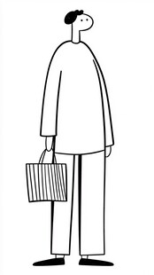 男子手持购物袋站立形象