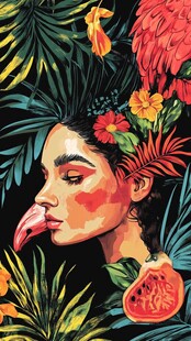 热带风情下的梦幻女子