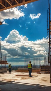 工地施工场景下的工人身影