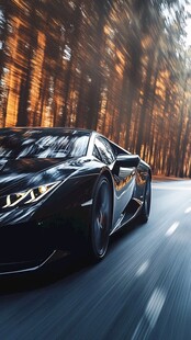黑色超跑林间风驰电掣
