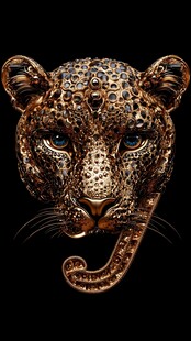 金属质感豹头艺术形象